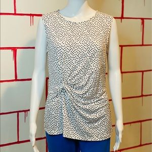 DKNY white pebble dot sleeveless top